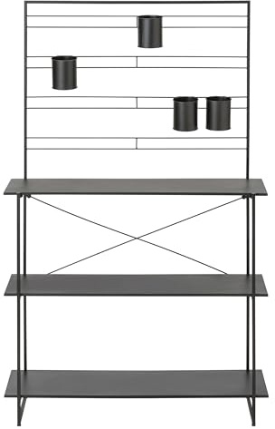 Dehner Pflanztisch Provence, schwarz, 100 x 40 x 160 cm | Regal für Balkon / Terrasse, pulverbeschichtetes Metall