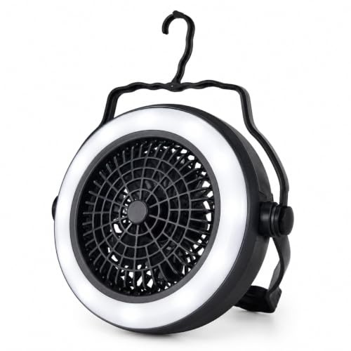 MIJOMA Campinglampe mit Ventilator – 2-in-1 Zeltlicht mit warmweißen LEDs