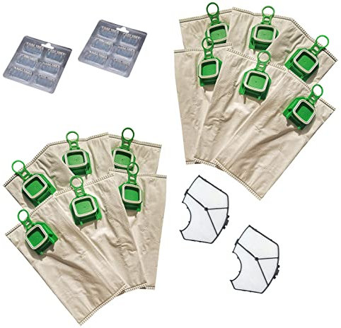 Bolsas de microfibra + Blister de ambientadores + Filtro rejilla para aspirador Folletto Vorwerk VK140 – VK150 12 Sacchetti + 12 Profumatori + 2 Filtro Griglia