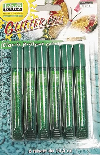 Colla Glitter Tubetto 10.5Ml Verde 6Pz
