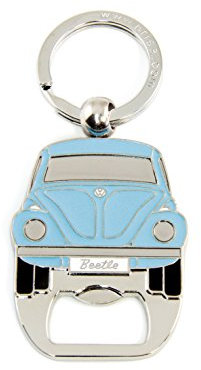 BRISA VW Collection - Volkswagen Schlüssel-Anhänger-Ring Schlüsselbund-Accessoire Keyholder mit Bier-Flaschen-Öffner im Käfer Design (Hellblau)