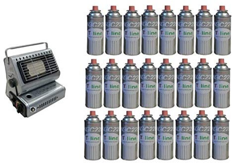 Radiateur Chauffage à gaz portable double connexion soit cartouches à gaz soit bouteilles + 24 Cartouche hommage