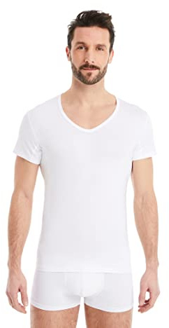 FINN Maillot de Corps Fonctionnel pour Hommes avec col en V - T-Shirt Anti-Transpiration Contre Les Taches de Sueur - sous-Maillot à Manches Courtes en Tissu Original Lenzing® Modal Blanc XL