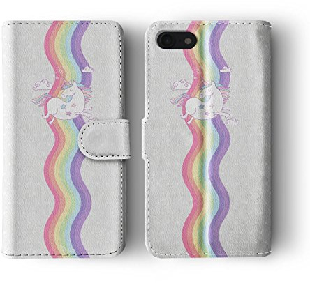 Tirita Compatible with iPhone 7 Plus & 8 Plus Flip Wallet Case Cover PU Leather Unicorn Rainbow Cute