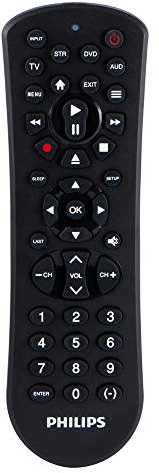 Philips Universal Remote Control for Samsung, Vizio, LG, Sony, Sharp, Roku, Apple TV, RCA, Panasonic, Smart TVs, Streaming Players, Blu-ray, DVD, 4-Device, Black, SRP9141A/27