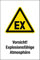 Warnschild - Vorsicht Explosionsfähige Atmosphäre - Kunststoff selbstklebend - 20 x 30 cm