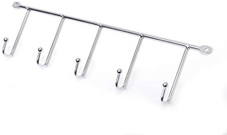 Soporte de pared para utensilios de cocina, 5 ganchos, cromado