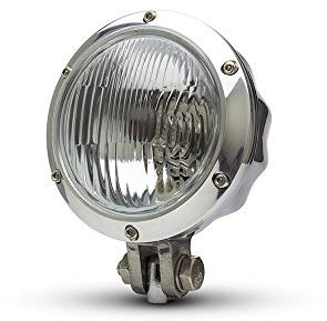 Alchemy Parts Motorrad 4.75 Scheinwerfer 12V 35W - Poliertes Leichtmetall mit Gebohrte Blende für Bobber Stil Retro Vintage Projekt Motorrad