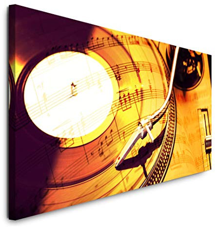 Paul Sinus Art GmbH Plattenspieler 120x 50cm Panorama Leinwand Bild XXL Format Wandbilder Wohnzimmer Wohnung Deko Kunstdrucke