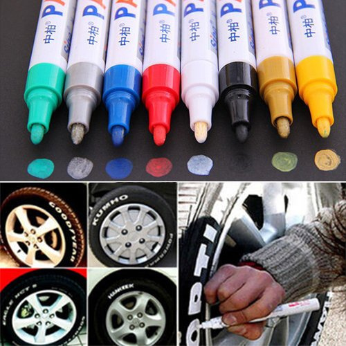 Kuizhiren1 Paint Marker Pen，12 Colors Waterproof Car Tyre Tire Tread Rubber Metal Permanent Paint Marker Pen White