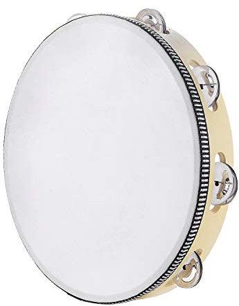 Musfunny Tamburin für Erwachsene 25 cm Tambourine Hand Trommel Glocke Birke Metall Jingles Percussion Geschenk Musikpädagogisches Instrument für Kirche KTV Party (25 cm, 10 Zoll)