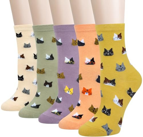 Calze da Donna in Cotone con 5 paia di Calzini Invernali Spesse Calze Comode e Morbide, Taglia unica,Viola