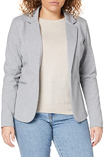 ICHI IHKATE BL Damen Blazer Kurzblazer Jacke Ein-Knopf-Blazer mit Stretch und Reverskragen, Größe:XXL, Farbe:Grey Melange (10020)