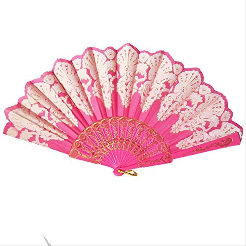 Yksqe Gold Powder, Hunchun Fan, Black Classic 23Cm Gold Powder - Rose Red