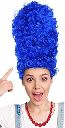 Blaue Cartoon Perücke + Rote Perlenkette - die perfekten Komponenten für Ihr Cartoon Kostüm