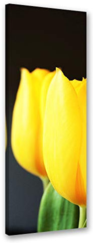 Feeby Bild auf Leinwand Tulpen Kunstdruck modern Blumen Gelb 30x90 cm