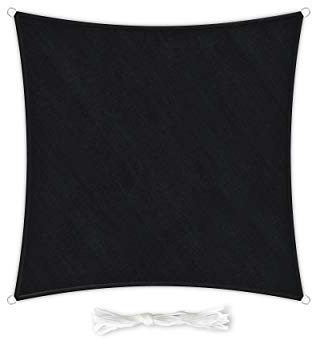 Hometex Premium Textiles Sonnensegel 4×4m Quadratisch inkl. Befestigungseile | Schwarz | Sonnenschutz ideal für Garten, Terrasse, Balkon, Camping | Windabweisender Schattenspender