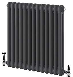 The Bath People 82074 Utopia Traditional Column Double Horizontal Radiator Anthracite 600mm x 605mm