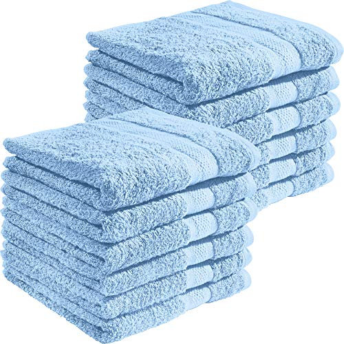 REDBEST Handtuchset, Frottierset 12er-Pack Chicago hellblau Größe 50x80 cm - saugstark, strapazierfähig, ideal für Reisen, Sport (weitere Farben)