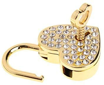 ZHONGJIUYUAN 1 Stück kleines Metall-Vorhängeschloss in Herzform, Mini-Schloss mit Schlüssel für Schmuck, Aufbewahrungsbox, Tagebuch, Buch, DIY (Goldfarben)