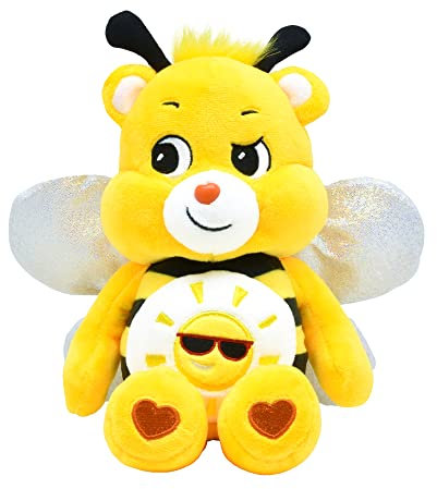 Care Bears - Basic Fun Bumble Bee Bear 22 cm Plüsch – Sammelbares Kuscheltier mit Knisterflügeln & Sonnenbauchabzeichen, Kuscheliges Geschenk für Kinder ab 4 Jahren, Ideal für Mädchen & Jungen