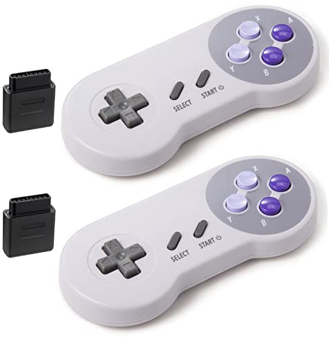KIWITATA 2 Pack 2.4GHz Wireless Controller per SNES Console Originale, kiwitatá Controller Gamepad Wireless Ricaricabile a Distanza