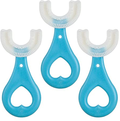 LAMXIN u förmige zahnbürste kinder, 360 grad zahnbürste kinder, für Mundmassage, Reinigung, gesunde lächeln zahnbürste, Vollmund-Zahnbürste, mit Griff, für Kinder von 2–6 Jahren, 3 Stück