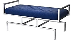 DKD Home Decor Sitzbank, Schwarz, Polyester, Stahl, 97 x 44 x 46 cm