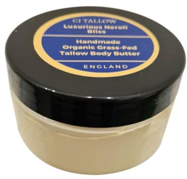 Beef Tallow Whipped Cream Moisturiser – Neroli Essential Oil, Rosehip Oil, Jojoba Oil & Vitamin A,D,E,K | Face & Body | 100% Organic Grass Fed Tallow | Made in Hampshire UK by (CJ TALLOW) Net Wt 60ml