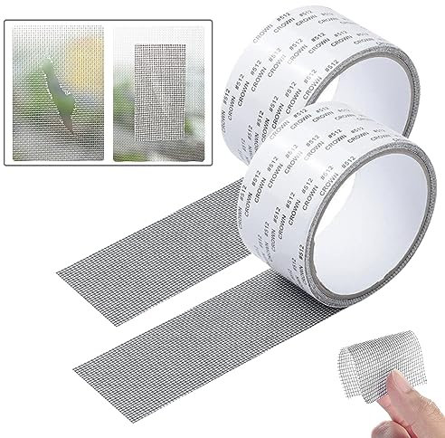 2Pièces Adhesif Reparation Moustiquaire,Réparation de Fenêtres et Moustiquaires,Kit de Réparation de Moustiquaires pour Écran de Fenêtre Auto-Adhésif(Gris,2 * 5CM)