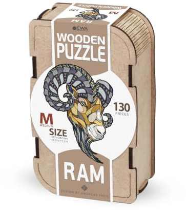 EWA Eco-Wood-Art RAM M Wooden Box Holzbox-Farbige Holzpuzzle für Jugendliche und Erwachsene-DIY-Bausatz, Selbstmontage, kein Kleber erforderlich-130 Stück