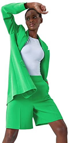 Roman Originals Longline Blazer Jacket for Women UK - Ladies Everyday Holiday Spring Summer Full Length Sleeves Comfy Soft Evening Vacation Work Party - Jade - Size 10