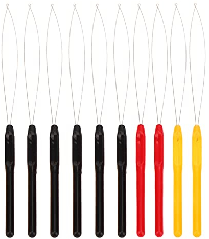 10 Piezas De Enhebrador De Aguja De Bucle De Extensión De Cabello, Herramienta De Dispositivo De Cuentas De Aguja De Gancho, Enhebrador De Cuentas Para Cabello, Cosido En Extensiones De Cabello, Bucle