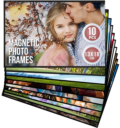 Magnetic Picture Frames for Refrigerator 13x18 cm - 10 Pack Magnet Picture Frames for Fridge 5x7 in Magnetic Photo Sleeves Magnetic Photo Pockets Magnetic Picture Holder Locker Magnet Frames