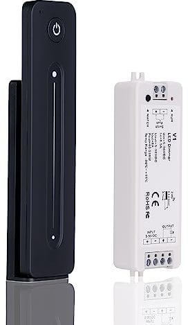 JOYLIT LED Dimmer Controller mit Fernbedienung, DC 5V-36V 8A 2.4GHz RF Fernsteuerung Dimmschalter für Einfarbig LED Streifen Dimmbar, Magnetische Wandmontage LED Strip Controller Touch Remote
