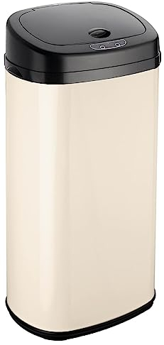 Dihl 42 Litre Cream Motion Sensor Bin with Stylish Black Lid – Modern, Touchless, Convenient and Hygienic Waste Management Solution for Kitchen, Office, Home, Bedroom