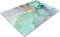 Glass Chopping Board | Non Slip Worktop Saver for Kitchen | Marble Effect Teal White Gold (40x30cm)