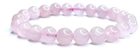 Felicidade Bracelet Quartz Rose Pierre Naturelle Lithothérapie - Perles de 8mm - Marque française Femme et homme - Minéraux pierres semi-précieuses - Amour Paix Harmonie