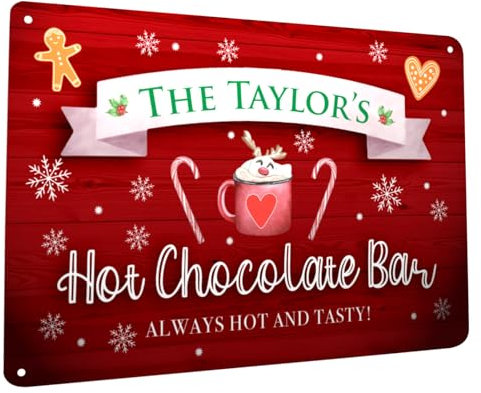 Personalised Hot Chocolate Sign - Christmas Drinks Red hot Cocoa Station A4 Sign