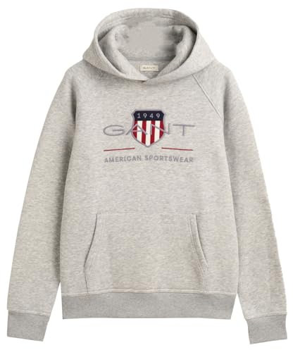 GANT Unisex Kinder Archive Shield Hoodie Kapuzenpullover, Light Grey Melange, 170 EU