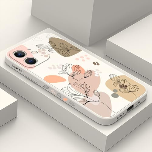 LEECG für iphone 12 Mini Hülle Blumenmuster Design Anti Kratzer Weiches Silikon Handyhülle iphone 12 Mini 5,4 Zoll-Morandi Weiß