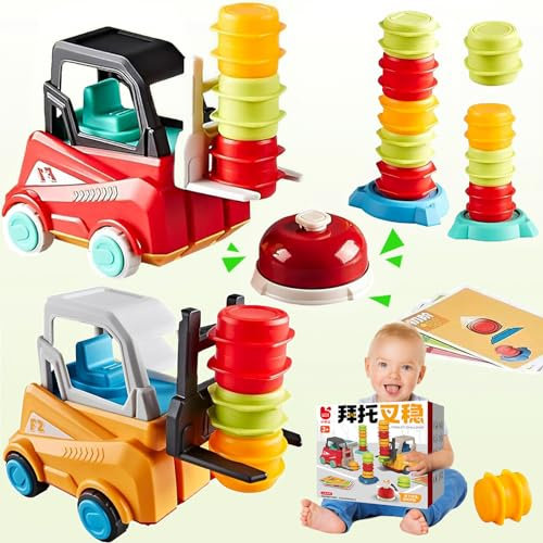 PKKP Gabelstapler Transport Spiel, Engineer Forklift Transport Game, Kinder Gabelstapler-Raserei Spiel, Engineering Truck Gabelstapler Spielzeug, Stapeln Spielzeug Geschenk für Mädchen Jungen