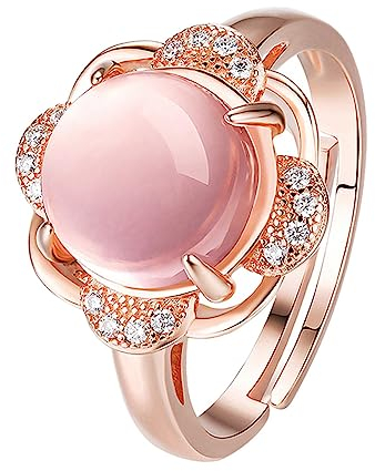 SHERCHPRY Ring aus Rosenquarz vergoldete Ringe Edelsteinringe Paar Ringe Mädchenringe freundin geschenk ringe Diamant-Ring Mädchen klingeln klassischer Ring Hibiskus-Stein Juhu