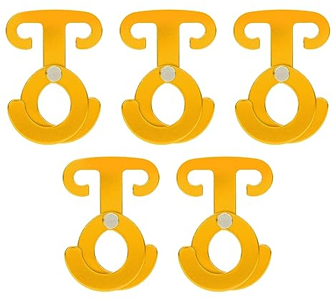 5 Stück Camping-Seilhaken, T-Ring-Haken, Camping-Seilschnalle, Aluminiumlegierung, Ultraleicht, Stark, Selbstsichernd, Camping-Zubehör Für Outdoor-Zelte(Gold)