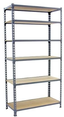 PROREGAL Schwerlastregal Giant MULI | HxBxT 250x100x30cm | 6 Fachböden | Fachlast 150kg | Grau | Lagerregal Kellerregal Werkstattregal Metallregal Fachbodenregal Steckregal
