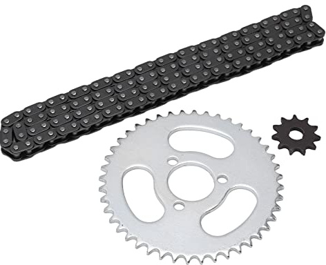 ZAWELIYO Kit de Pignon de Chaîne, Remplacement de Chaîne de Pignon Avant et Arrière, Ensemble de Chaînes D'engrenages T8F en Acier Haute Puissance pour Karts Modifiés, VTT et Mini Motos