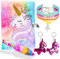 OFFCUP Einhorn Notizbuch mit Schloss, A5 Plüsch Notizbuch Einhorn Geheime Tagebuch Reise Notizblock für Mädchen Tagebücher Notizblöcke mit Kugelschreiber Armband Schlüsselanhänger Geschenk für Kinder
