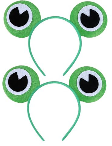 Lot de 2 Bandeau Serre-tête Grenouille,Serre-têtes avec Yeux de Grenouille Bandeaux Vert Accessoires Cosplay pour Halloween Carnaval Mascarade Fête