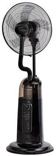 Ventilador de Pie Industrial con Agua Refrigeración Atomizada 3 Velocidades Mando A Distancia Volumen de Nebulización Regulable Temporizador de 7,5 Horas