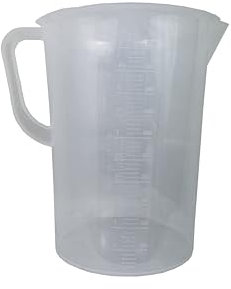 Lubrisolve Caraffa graduata da 5 litri con beccuccio a V, plastica resistente, doppia scala convessa, forte, robusta
